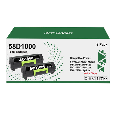 58D1000 Black Remanufactured Toner Cartridge Replacement for MS725 MS821 MS822 MS823 MS825 MS826 MX721 MX722 MX725 MX822 MX826 Printer (with Chip, 1 Black)