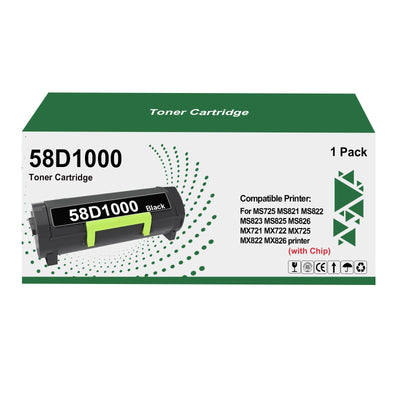 58D1000 Black Remanufactured Toner Cartridge Replacement for MS725 MS821 MS822 MS823 MS825 MS826 MX721 MX722 MX725 MX822 MX826 Printer (with Chip, 1 Black)