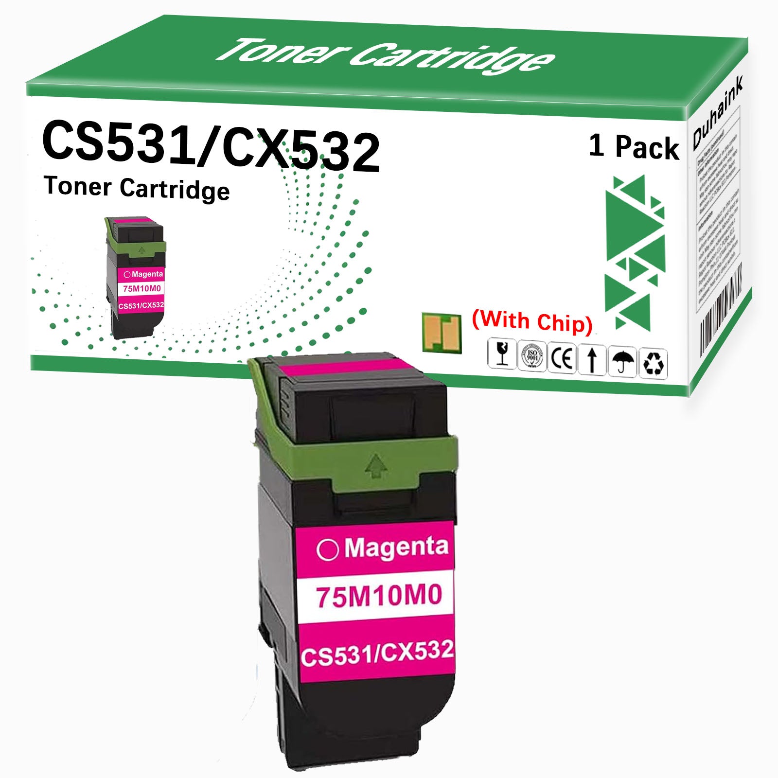 CS531 CX532 Toner Cartridge 75M10M0 Toner Cartridge Replacement for CS531 CS531dw CX532 CX532adwe CS632 CS632dwe CX635 CX635adwe Printer (1 Magenta,with Chip)