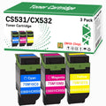 CS531 CX532 CS632 CX635 Toner Cartridge 75M10C0 75M10Y0 75M10M0 Toner Cartridge Replacement for CS531 CS531dw CX532 CX532adwe CS632 CS632dwe CX635 CX635adwe Printer (3 Color Pack,with Chip)