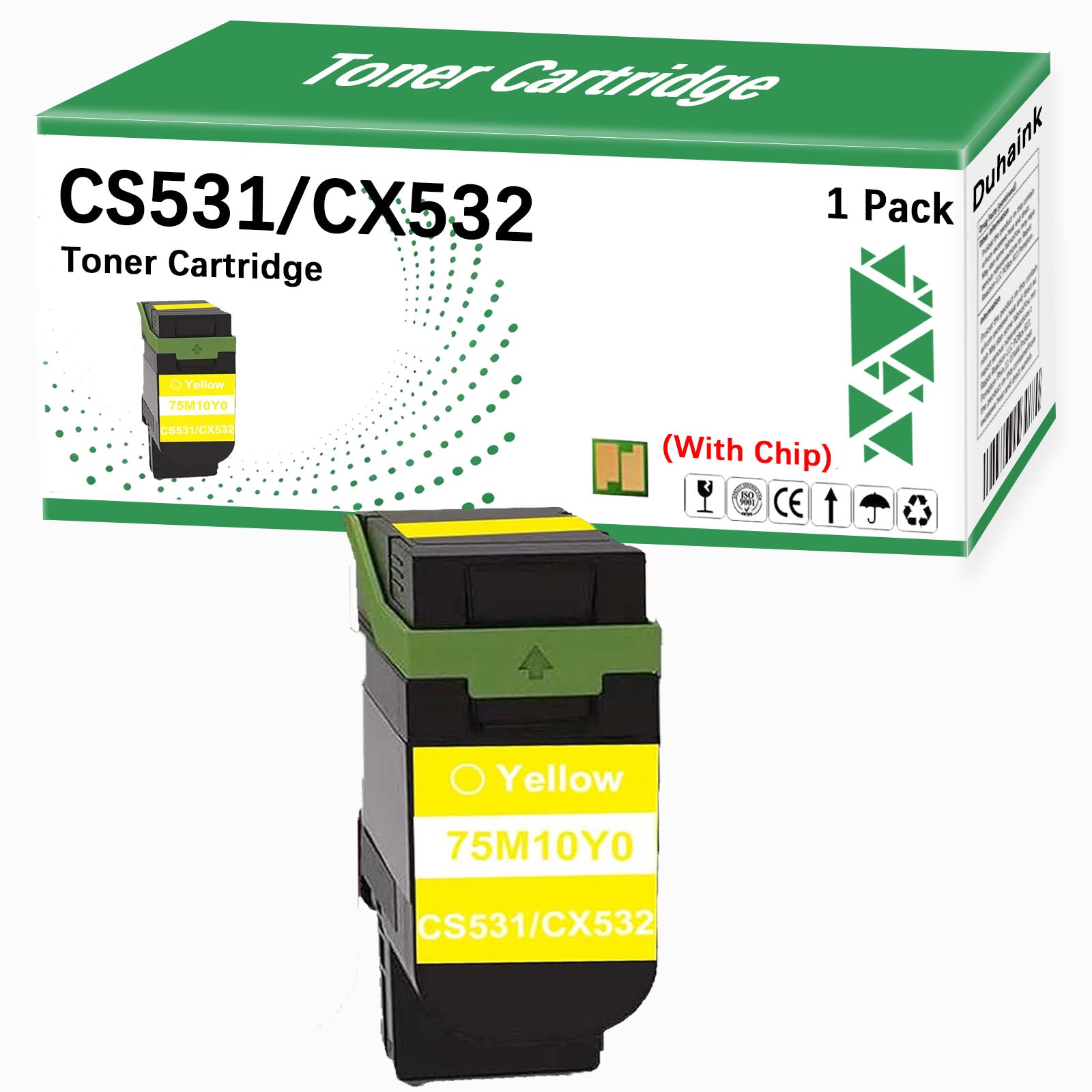 CS531 CX532 Toner Cartridge 75M10Y0 Toner Cartridge Replacement for CS531 CS531dw CX532 CX532adwe CS632 CS632dwe CX635 CX635adwe Printer (1 Yellow,with Chip)
