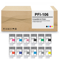 12 Pack PFI-106 PFI106 Remanufactured Ink Cartridge Compatible for imagePROGRAF iPF6300 iPF6300S iPF6350 iPF6450 iPF6400 iPF6400S Printer (130ML)