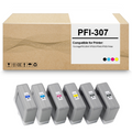 5 Pack PFI-307 PFI307 Remanufactured Ink Tank PFI-307MBK PFI-307BK PFI-307C PFI-307Y PFI-307M Ink Cartridge Replacement for imagePROGRAF iPF830 iPF840 iPF850 Printer (300ML)