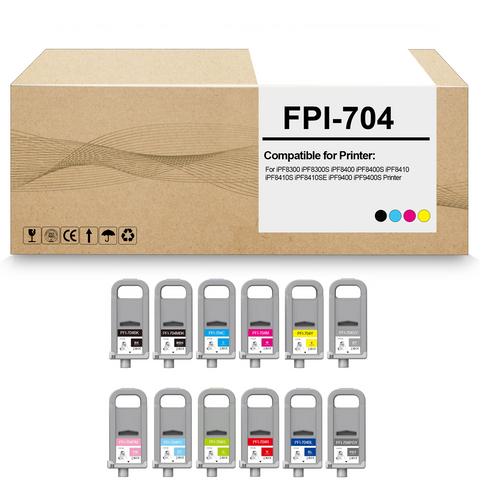 12 Pack PFI-704 PFI704 Remanufactured Ink Carteidge Replacement for imagePROGRAF iPF8300S iPF8300 iPF8400S iPF8400 iPF8410S iPF8410SE iPF8410 iPF9400S iPF9400 Printer (700ML)