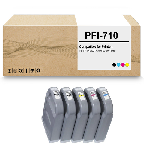 5 Pack PFI710 PFI-710 Remanufactured Ink Tank PFI-710MBK PFI-710BK PFI-710C PFI-710Y PFI-710M Ink Cartridge Replacement for imagePROGRAF iPF TX-2000 TX-3000 TX-4000 Printer (700ML)