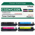 4 Pack C3210K0 C3210C0 C3210M0 C3210Y0 Remanufactured Toner Cartridge Replacement for C3224 C3326 C3426 MC3224 MC3326 MC3426 Printer (with Chip, B C M Y)