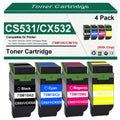 CS531 CX532 CS632 CX635 Toner Cartridge 75M10K0 75M10C0 75M10Y0 75M10M0 Toner Cartridge Replacement for CS531 CS531dw CX532 CX532adwe CS632 CS632dwe CX635 CX635adwe Printer (4 Pack)