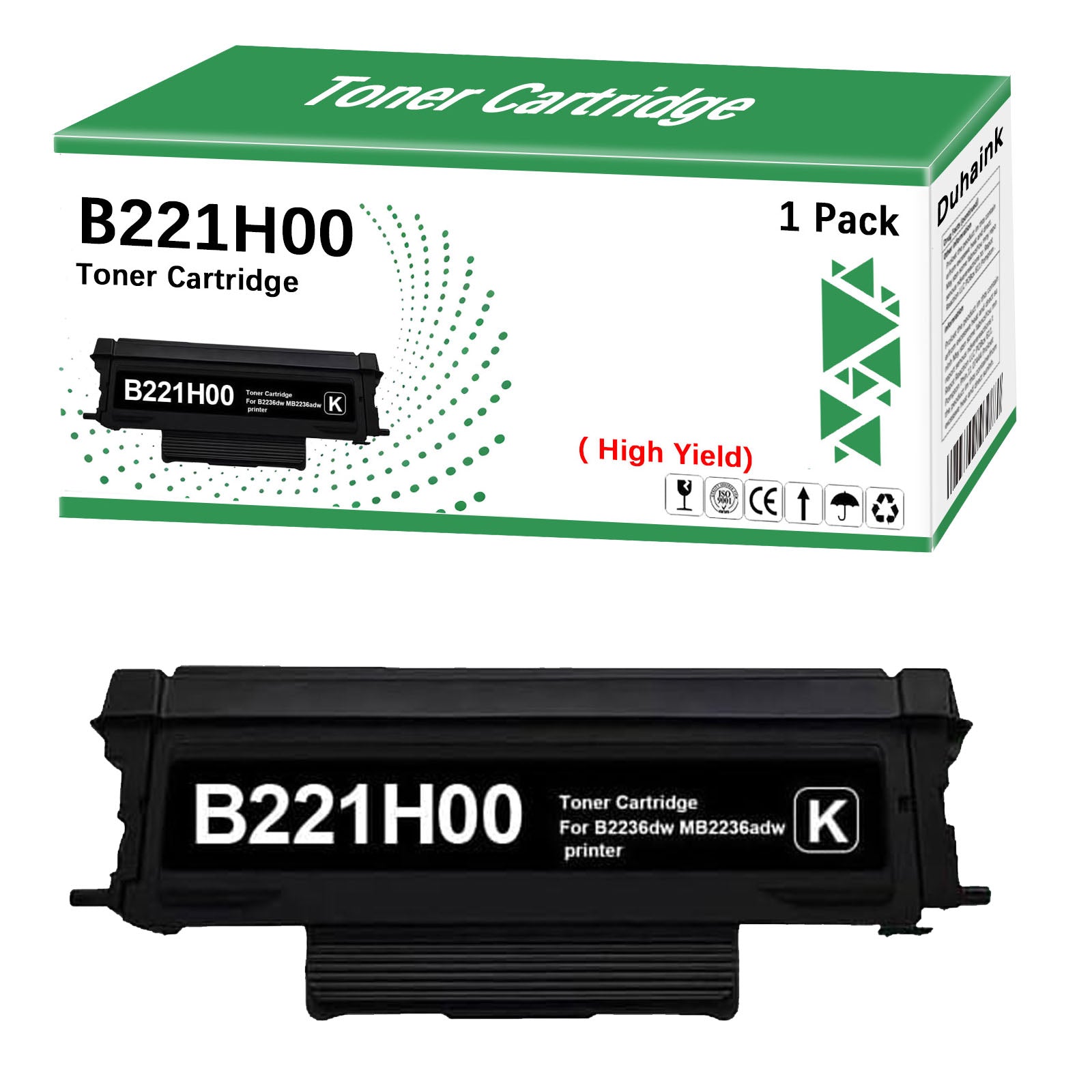 High Yield B221H00 B2236 MB2236 Black Remanufactured Toner Cartridge Compatible for B221000 B221X00 Replacement for B2236dw MB2236adw Printer (with Chip, 3000 Pages)