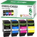 High Capacity CS531 CX532 Toner Cartridge 75M1HK0 75M1HC0 75M1HY0 75M1HM0 Toner Cartridge Replacement for CS531 CS531dw CX532 CX532adwe Printer (4 Pack, 8800-15800 Pages)