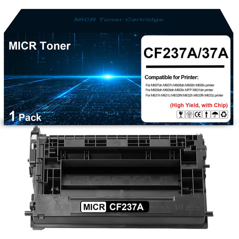 CF237A 37A MICR Toner 37A 37X CF237X High Yield Toner Cartridge Compatible for M607n M607dn M608n M608x M608dn M609dh M609dn M609x MFP M631dn M631h M631z M632fht M632h M633z M633fh Printers（1 Pack）