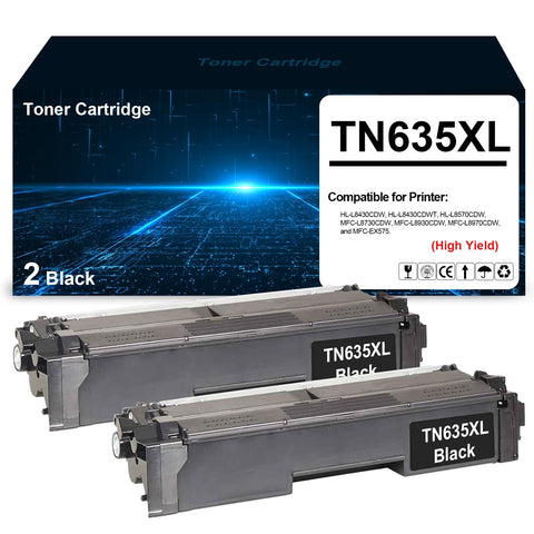 Test TN635XL Black Toner Cartridges TN635 TN-635XL High Yield Toner Replacement for Brother HL-L8430CDW L8430CDWT L8570CDW EX575 MFC-L8730CDW L8930CDW L8970CDW (Twin Pack,2 Black) (Copy)
