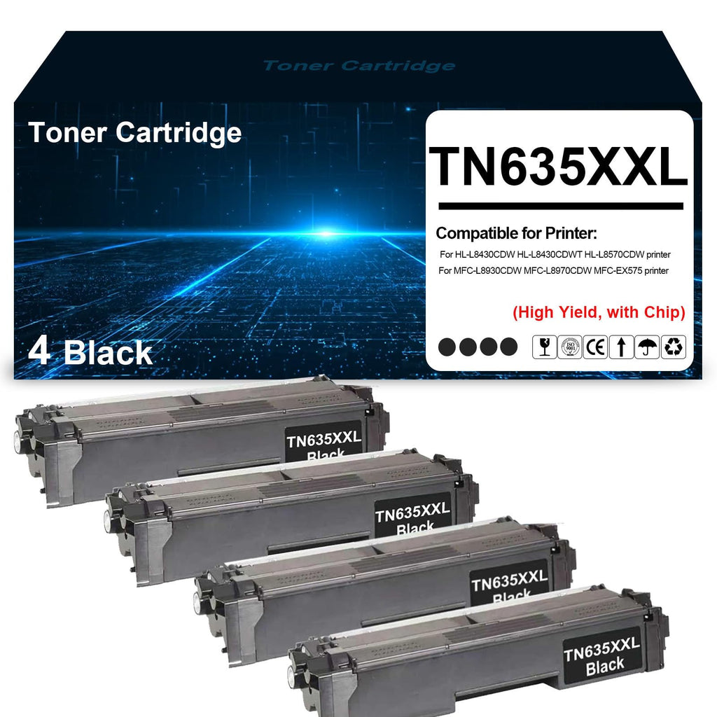 TN635XL Black Toner Cartridges TN635 TN-635XL High Yield Toner Replacement for Brother HL-L8430CDW L8430CDWT L8570CDW EX575 MFC-L8730CDW L8930CDW L8970CDW (Twin Pack,2 Black)