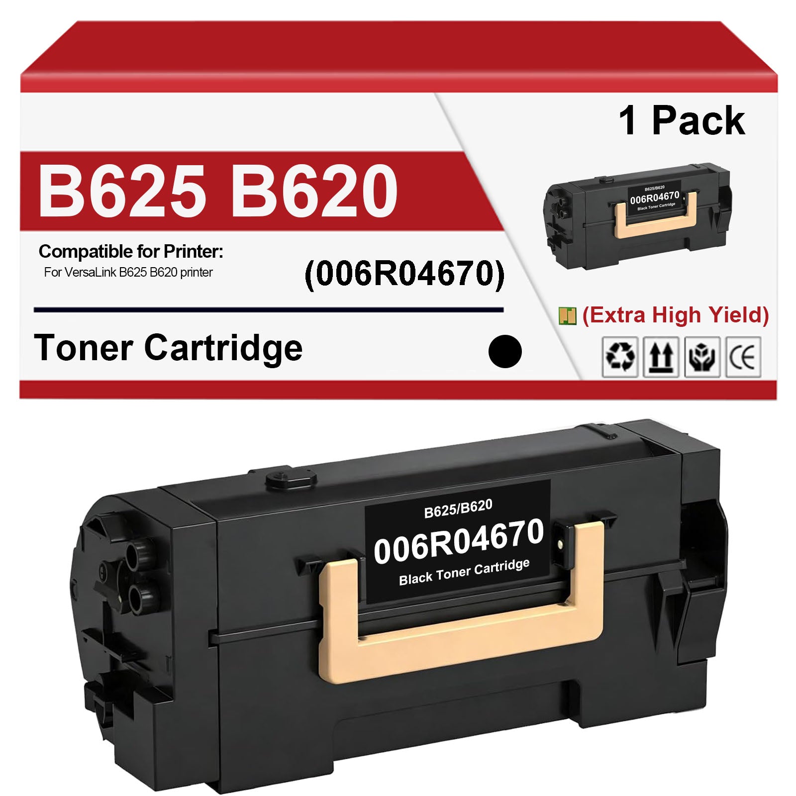Extra High Yield 006R04670 Toner Cartridge B625 B620 Black Toner Cartridge Replacement for Xerox VersaLink B625 B620 Printer (1 Black,42000 Pages)