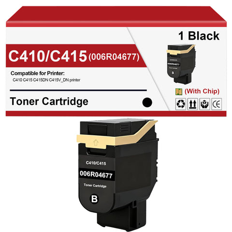 1 Pack 006R04677 Black Remanufactured Toner Cartridge Replacement for Xerox VersaLink C410 C415DN C415V_DN Printer (with Chip)