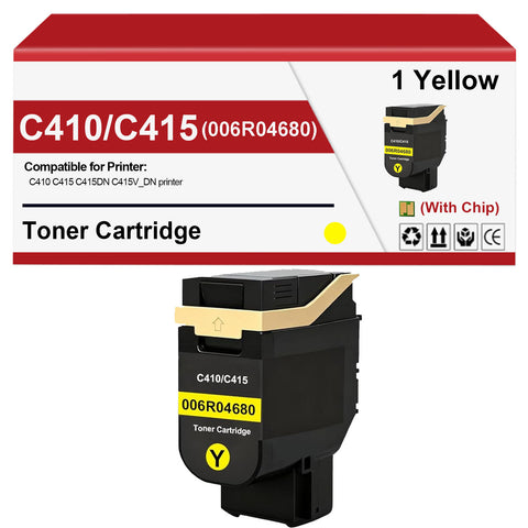 1 Pack 006R04680 Yellow Remanufactured C410 C415 Toner Cartridge Replacement for Xerox VersaLink C410 C415DN C415V_DN Printer (with Chip)