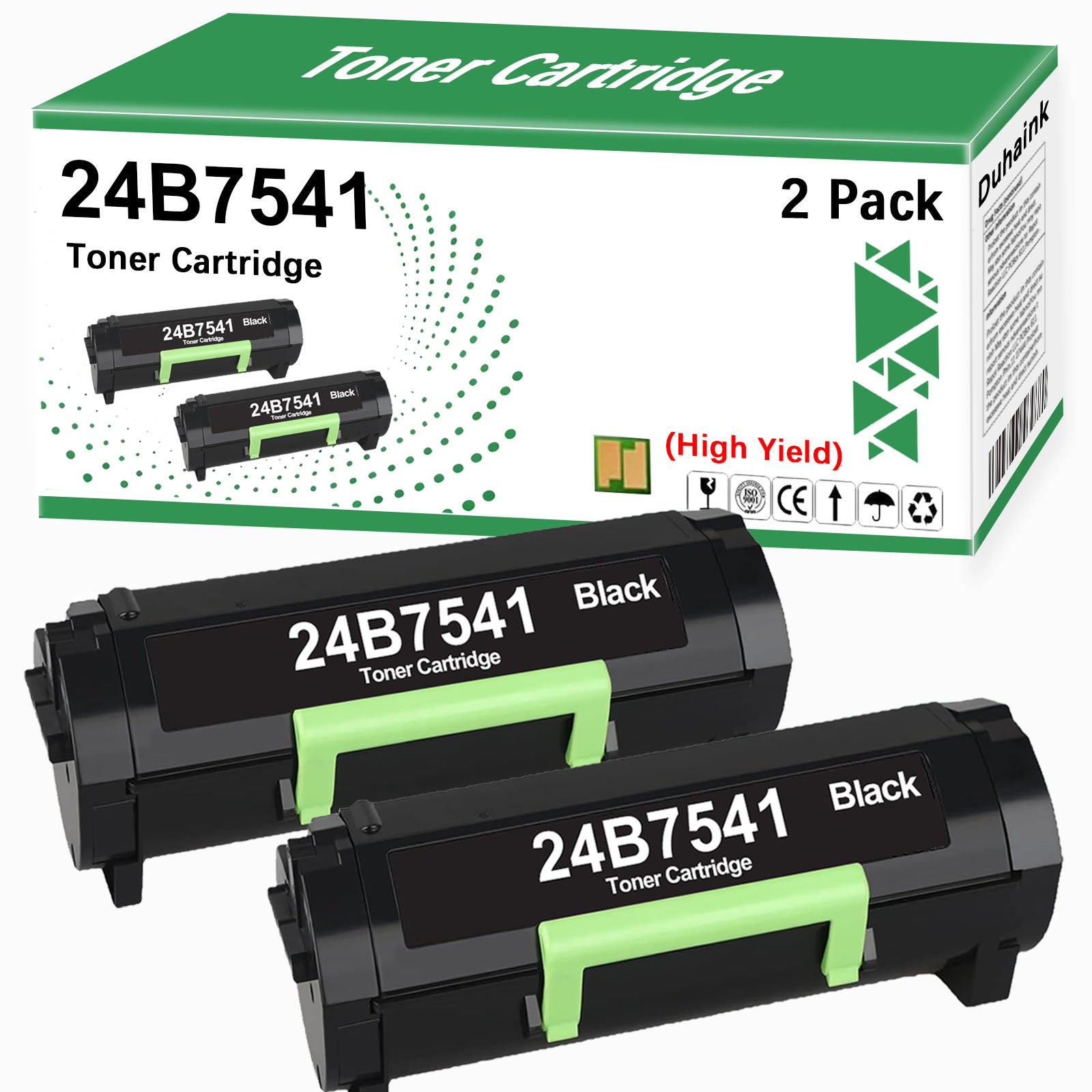 High Yield 24B7541 Black Toner Cartridge with New Chip Replacement for M3350 XM3350 Printer(2 Black,31000 Pages)