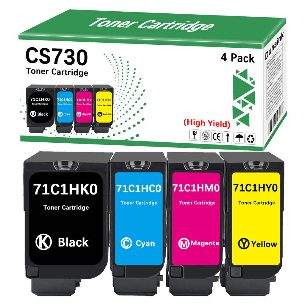 High Yield CS730 Toner Cartridge 71C1HK0 71C1HC0 71C1HM0 71C1HY0 Toner Cartridge Replacement for CX730de CS730de CS735de CS737dze (4 Pack,10500-22000 Pages)