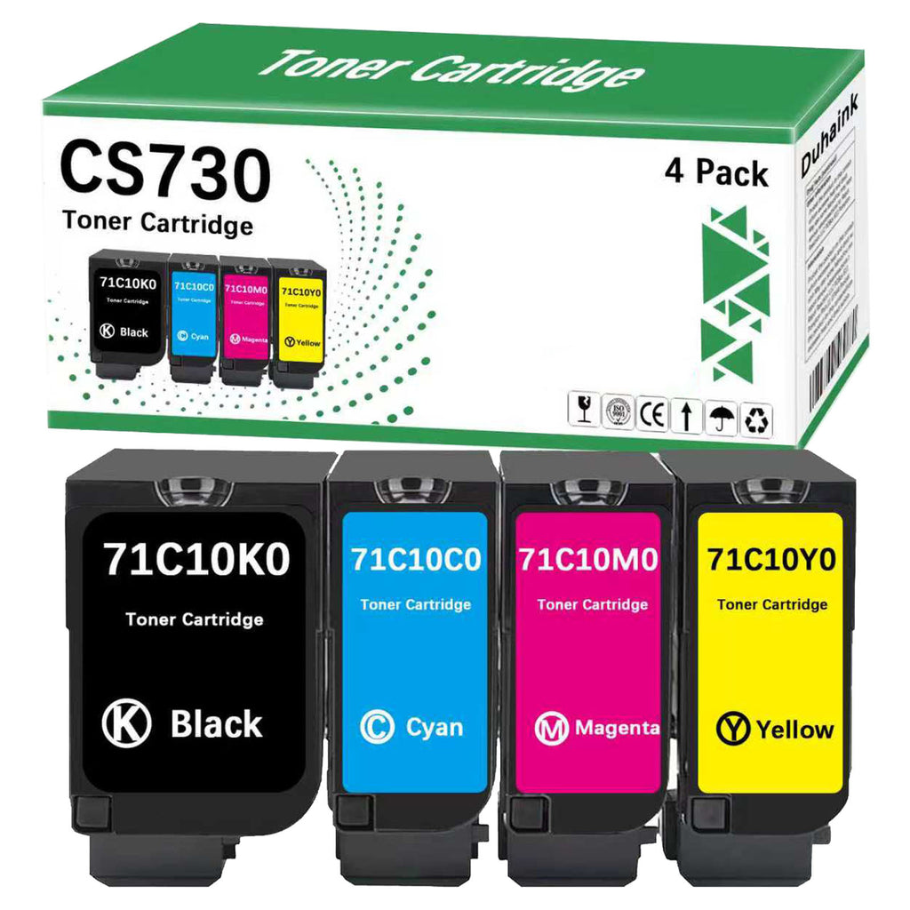 CS730 Toner Cartridge 71C10K0 71C10C0 71C10M0 71C10Y0 Toner Cartridge Replacement for CS730de CX730de CS735de CS737 CX735 CX737 (4 Pack)